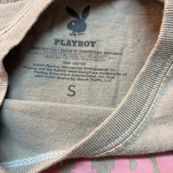 PLAYBOY Graphic Tee - Tan with Pink and Yellow 1868 - Picture 3 of 4